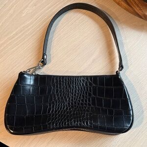 JW PEI Eva Shoulder Handbag in Black Croc